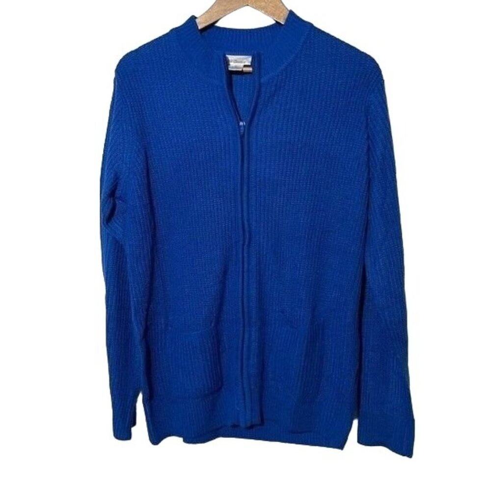 CW Classics Cardigan Knit Full Zip Open Pockets Large